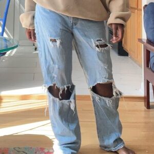 Distressed Blue Jeans